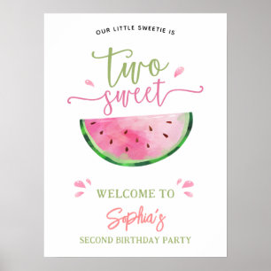 Two Sweet Watermelon Birthday Welcome Poster
