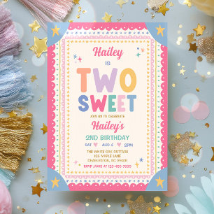 Two Sweet Whimsical Girl 2nd Birthday Party Invitation