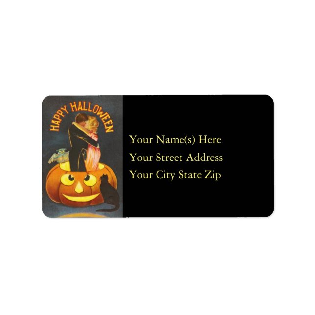Two Sweethearts in Jack O Lantern Halloween Label (Front)