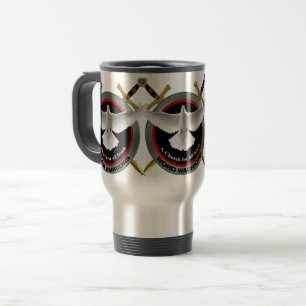 two swords with white dove travel mug