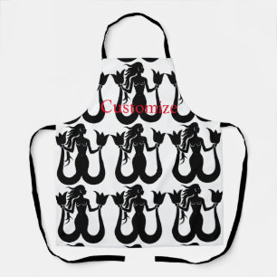 Two-Tail Mermaid Silhouette Thunder_Cove Apron