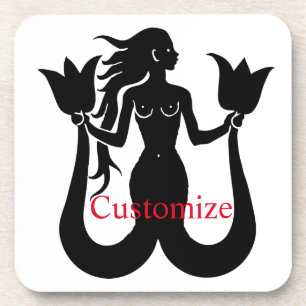  Two Tail Mermaid Silhouette Thunder_Cove  Coaster