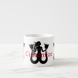 Two-Tail Mermaid Silhouette Thunder_Cove Espresso Cup