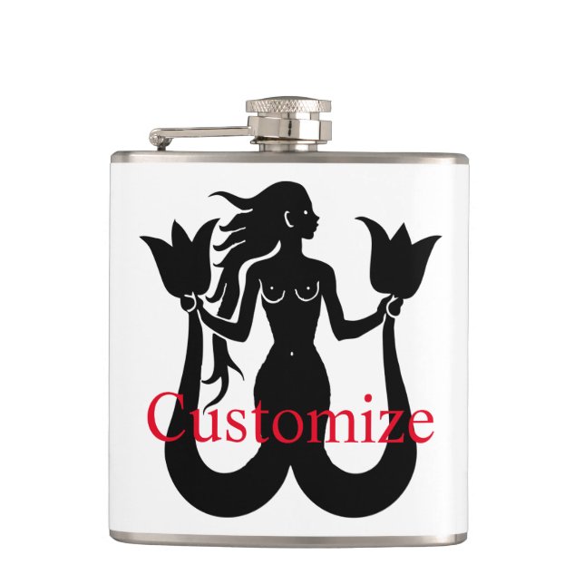  Two-Tail Mermaid Silhouette Thunder_Cove Hip Flask (Front)