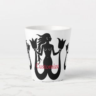 Two-Tail Mermaid Silhouette Thunder_Cove Latte Mug
