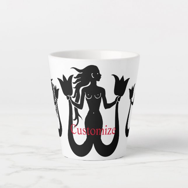 Two-Tail Mermaid Silhouette Thunder_Cove Latte Mug (Front)