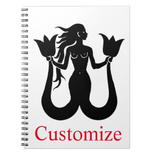 Two-Tail Mermaid Silhouette Thunder_Cove Notebook