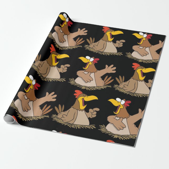 Two Talking Chickens Wrapping Paper (Unrolled)