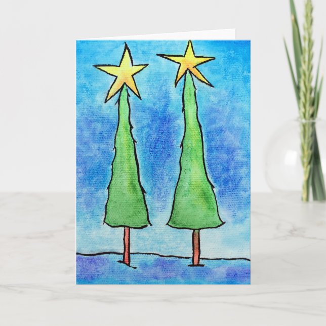 Two Tall Christmas Trees Holiday Card (Front)