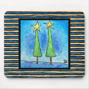 Two Tall Christmas Trees Mouse Mat