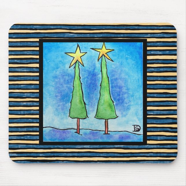 Two Tall Christmas Trees Mouse Mat (Front)