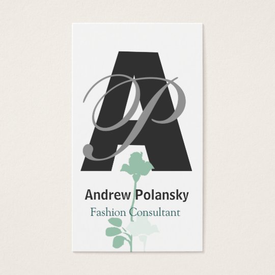 Two Teal Blue Roses Bold Colours Monogrammed Business Card