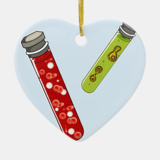 Two test tubes red blood cells virus ceramic tree decoration