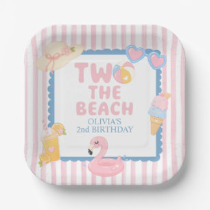 two the beach coastal summer 2nd birthday paper plate