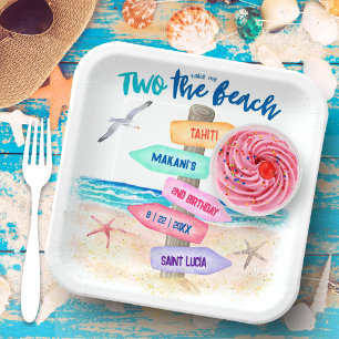 Two The Beach   Kids 2nd Birthday Paper Plate