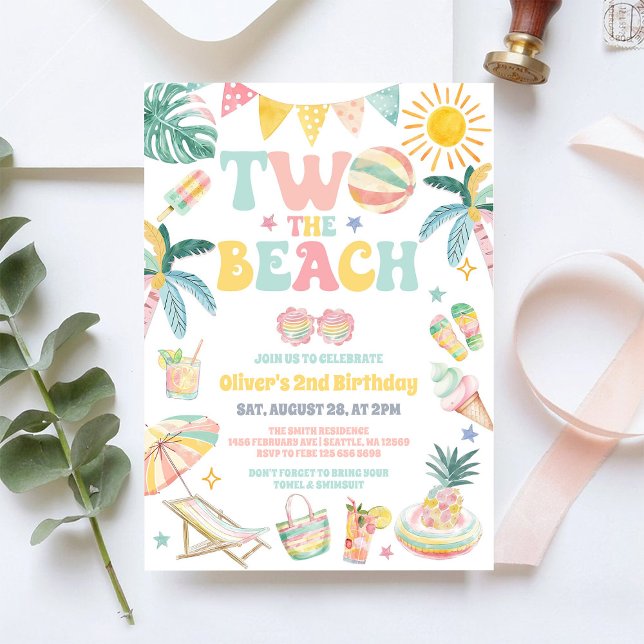 Two The Beach Party Summer 2nd Birthday Invitation (Creator Uploaded)