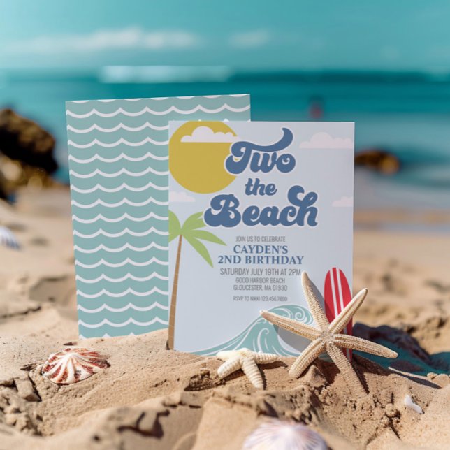 Two the Beach Surf Beach 2nd Birthday Invitation (Creator Uploaded)