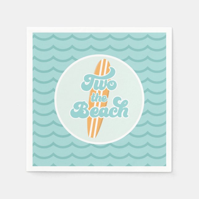 Two the Beach Surf Beach 2nd Birthday Napkin (Front)