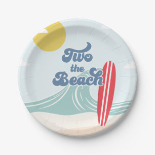 Two the Beach Surf Beach 2nd Birthday Paper Plate