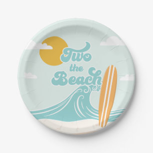 Two the Beach Surf Beach 2nd Birthday Paper Plate