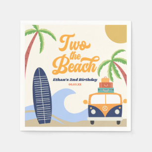 Two The Beach Surf Blue 2nd Birthday Party Napkin