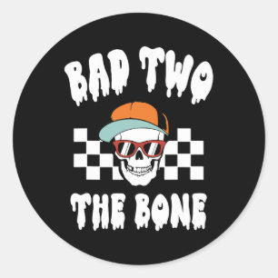 Two The Bone Funny 2nd Birthday Halloween Skeleton Classic Round Sticker