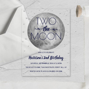 Two The Moon 2nd Birthday Acrylic Invitations