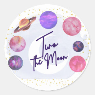 Two the Moon 2nd Birthday  Classic Round Sticker