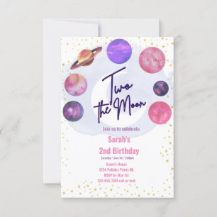 Two the Moon 2nd Birthday Editable Invitation