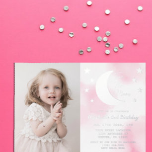 Two The Moon 2nd Birthday Foil Invitation