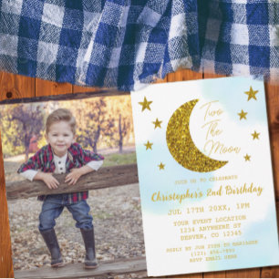 Two The Moon 2nd Birthday Invitation