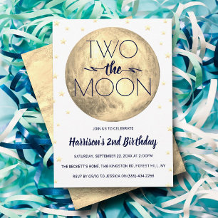Two The Moon 2nd Birthday Invitation