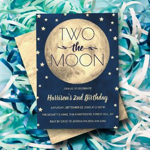 Two The Moon 2nd Birthday Invitation