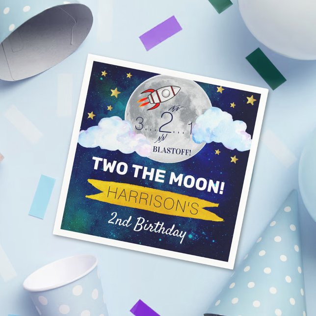 Two The Moon 2nd Birthday Napkin (Creator Uploaded)