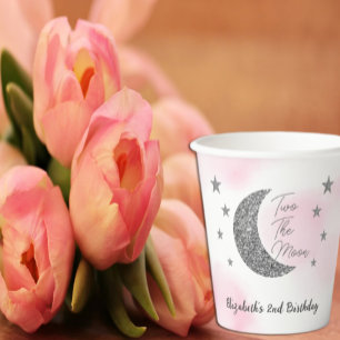 Two The Moon 2nd Birthday Paper Cups