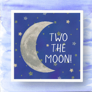Two The Moon 2nd birthday paper napkins