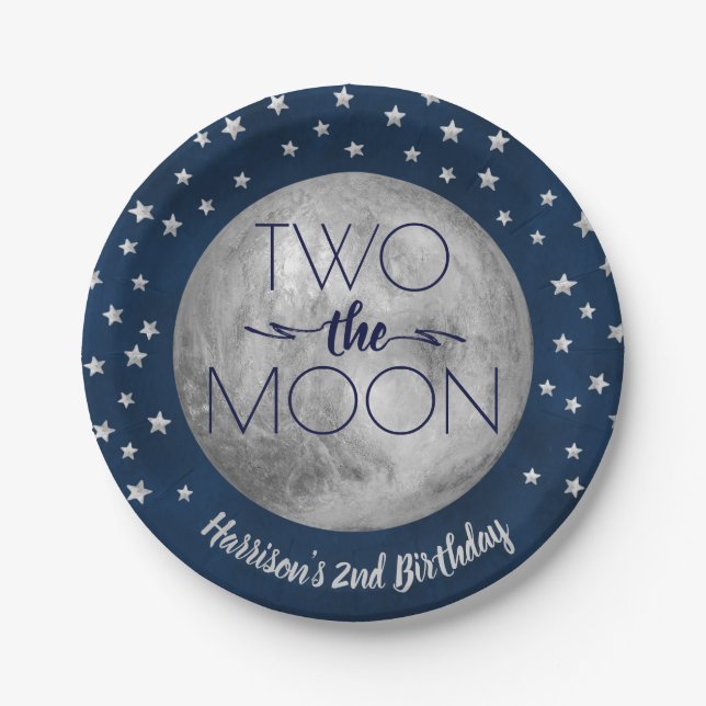 Two The Moon 2nd Birthday Paper Plate (Front)