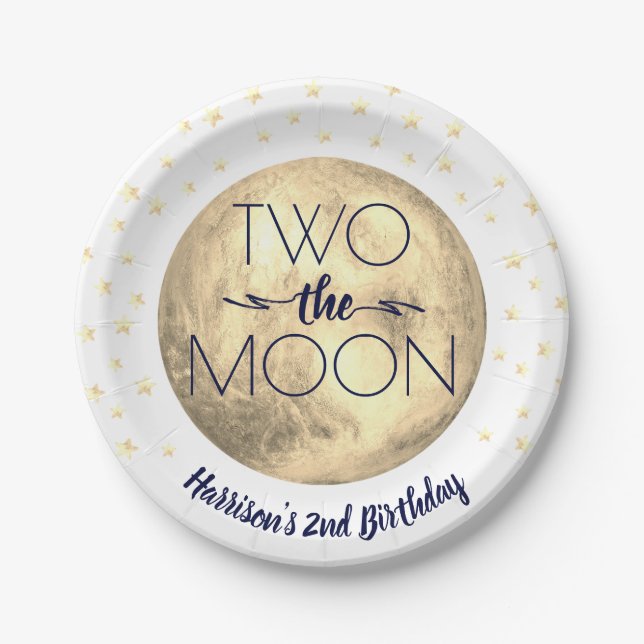 Two The Moon 2nd Birthday Paper Plate (Front)