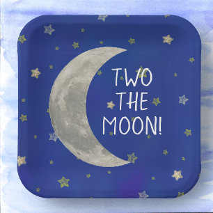 Two The Moon 2nd birthday  Paper Plate