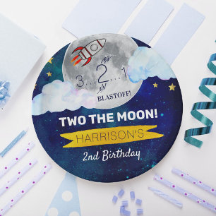 Two The Moon 2nd Birthday Paper Plate