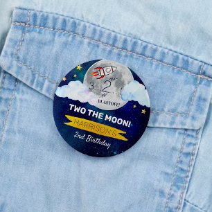 Two The Moon 2nd Birthday Party 6 Cm Round Badge