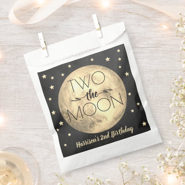 Two The Moon 2nd Birthday Party Favour Bags (Clipped)