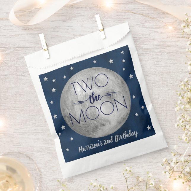 Two The Moon 2nd Birthday Party Favour Bags (Clipped)