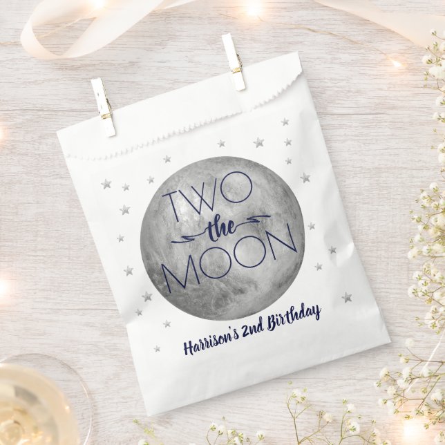 Two The Moon 2nd Birthday Party Favour Bags (Clipped)