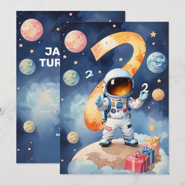 Two the Moon 2nd Birthday Party Invitation (Front/Back)