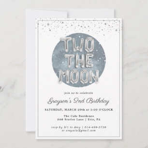 Two the Moon   2nd Birthday Party Invitation