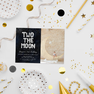 Two the Moon   2nd Birthday Party Invitation