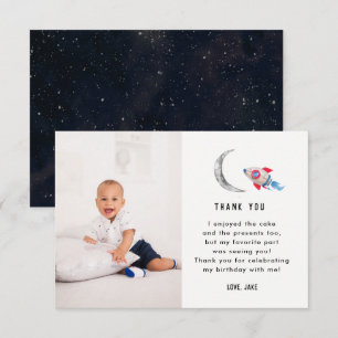 Two The Moon 2nd Birthday Party Photo Thank You Card
