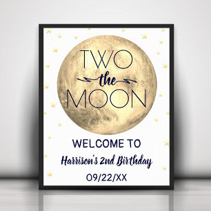 Two The Moon 2nd Birthday Party Welcome Poster