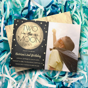Two The Moon 2nd Birthday Photo Invitation